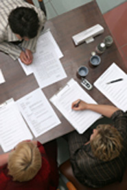 People seated at table